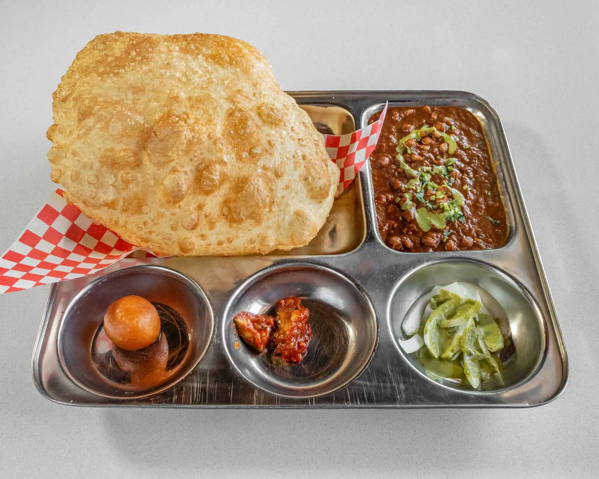 Chana bhatura North Indian dish at Kirat Dhaba Winnipeg